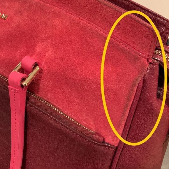 Cole Haan Reddington Leather & Suede Colorblock Tote – Red Hot Pink - Picture 11 of 13